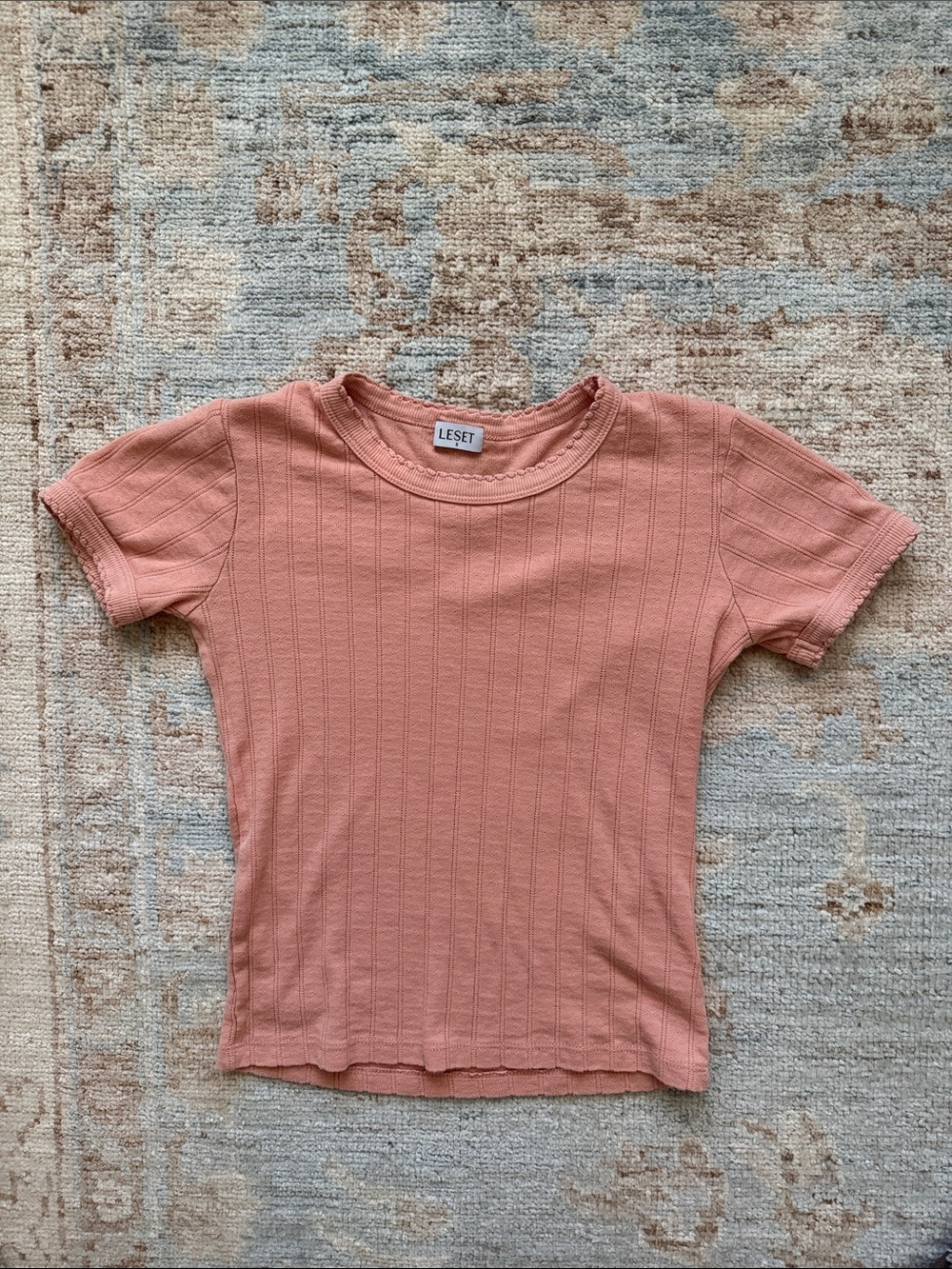 Leset Pointelle Short Sleeve Tee